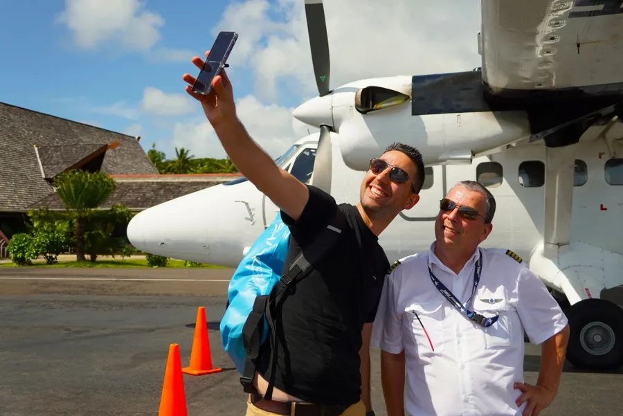 Domestic Flight Wallis Airport Pilot Selfie BNCC CREDIT WallisandFutunaPocketGuide.com