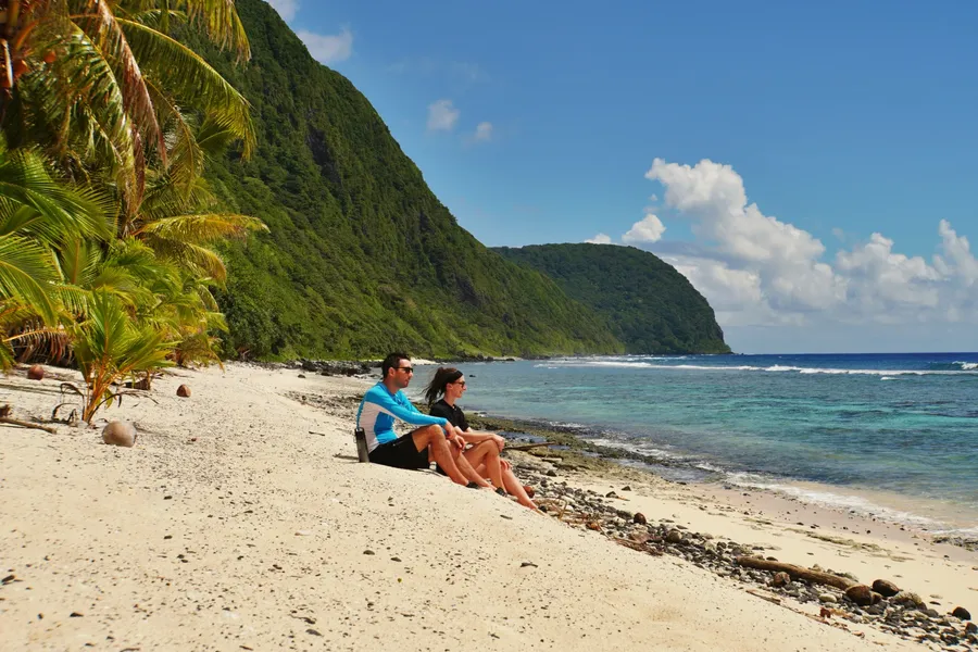Mafafa Beach Couple Ofu Manu'a CREDIT AmericanSamoaPocketGuide.com