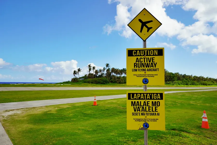 Ofu Airport Runway Sign CREDIT AmericanSamoaPocketGuide.com
