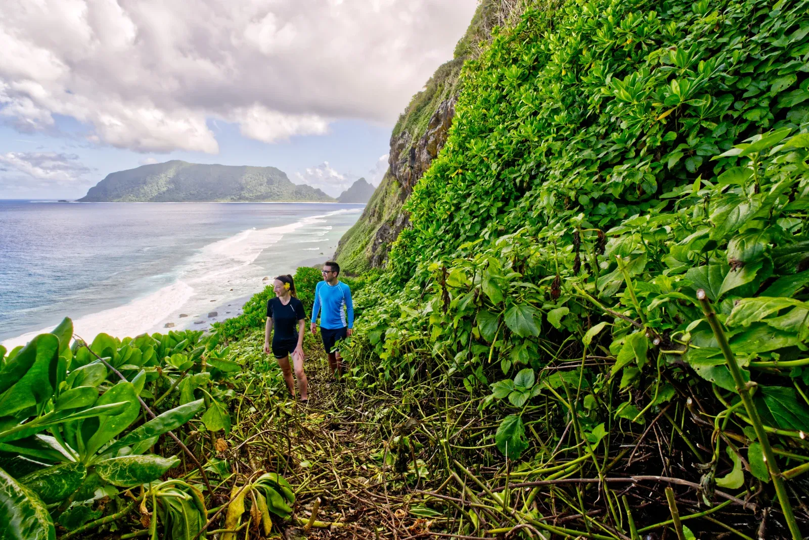 Olosega Oge Beach Hike Couple Walk Trail CREDIT AmericanSamoaPocketGuide.com