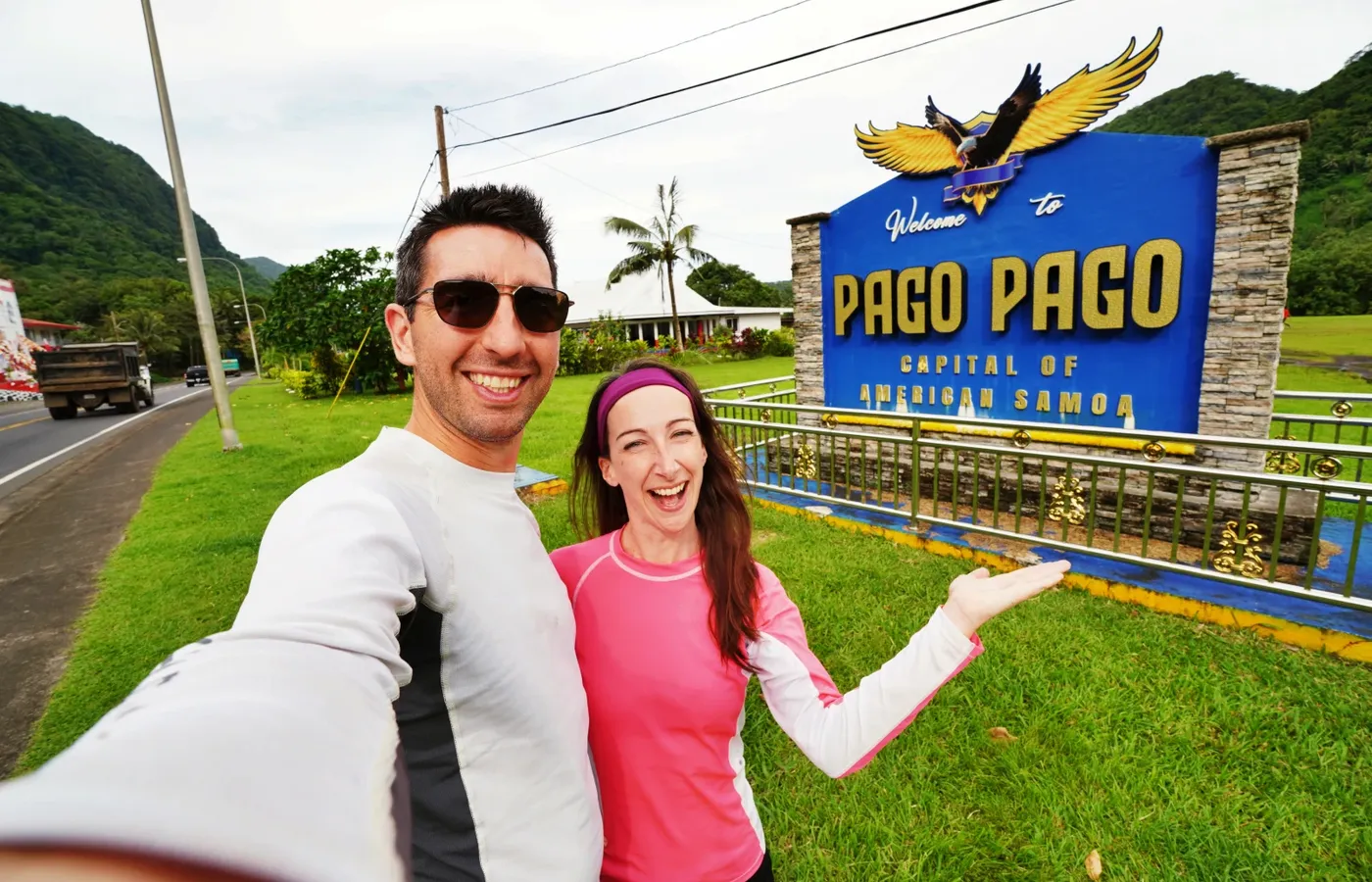 Pago Pago Sign Couple Selfie CREDIT AmericanSamoaPocketGuide.com
