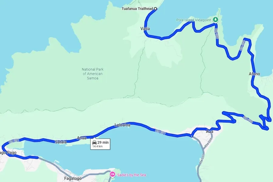 Tutuila East Coast Itinerary Map 1