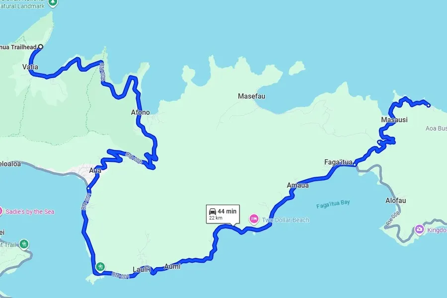 Tutuila East Coast Itinerary Map 2