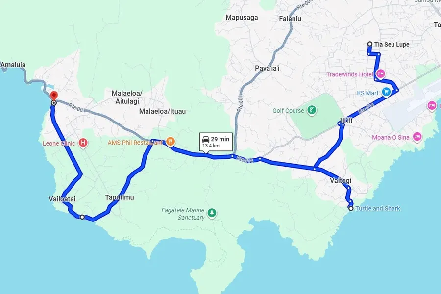 Tutuila West Coast Itinerary Map 3